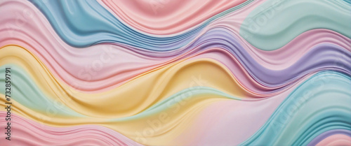 Colorful liquid pastel wavy plastic texture with wrinkle silicone sheet background