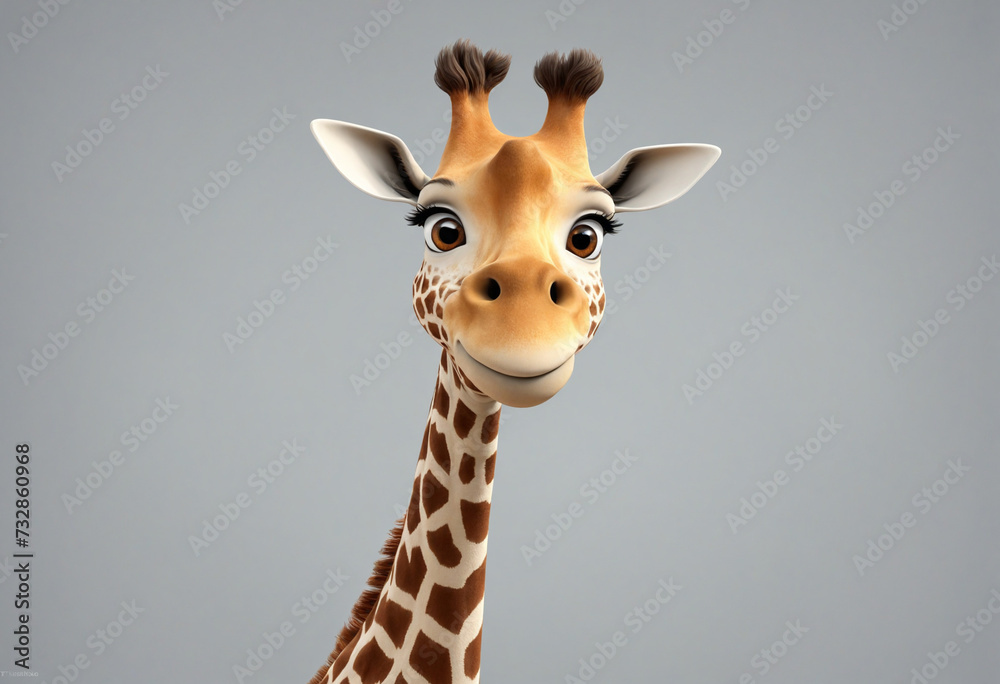 Obraz premium Adorable animated giraffe character