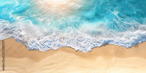 Top view waves on the sand beach summer holiday vacation concept