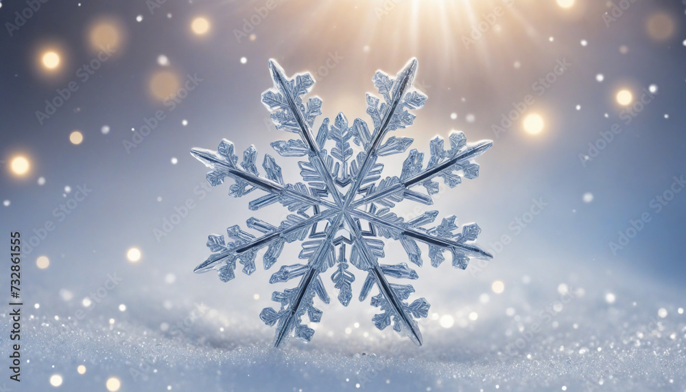 Enchanting Macro Shot of a Gorgeous Snowflake Surrounded by Sparkling Background, Producing a Hypnotizing Blur Enchanting Macro Shot of a Gorgeous Snowflake Surrounded by Sparkling Background, Producing a Hypnotizing Blur