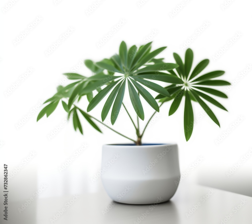 young Schefflera a potted plant isolated over white young Schefflera a potted plant isolated over white