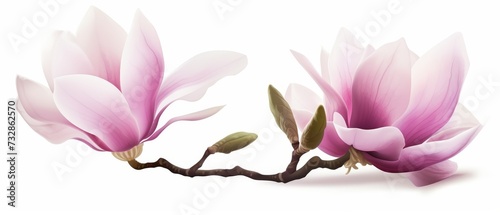 Spring Flowers Blooming Magnolia Flowers isolated white background