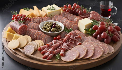 Deluxe meat and cheese tray on clear PNG background