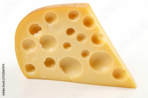 Piece of tasty cheese, isolated on white background