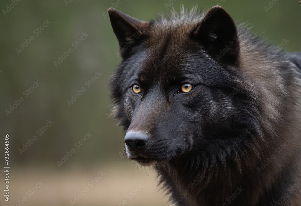 Black wolf in the natural wilderness Black wolf in the natural wilderness