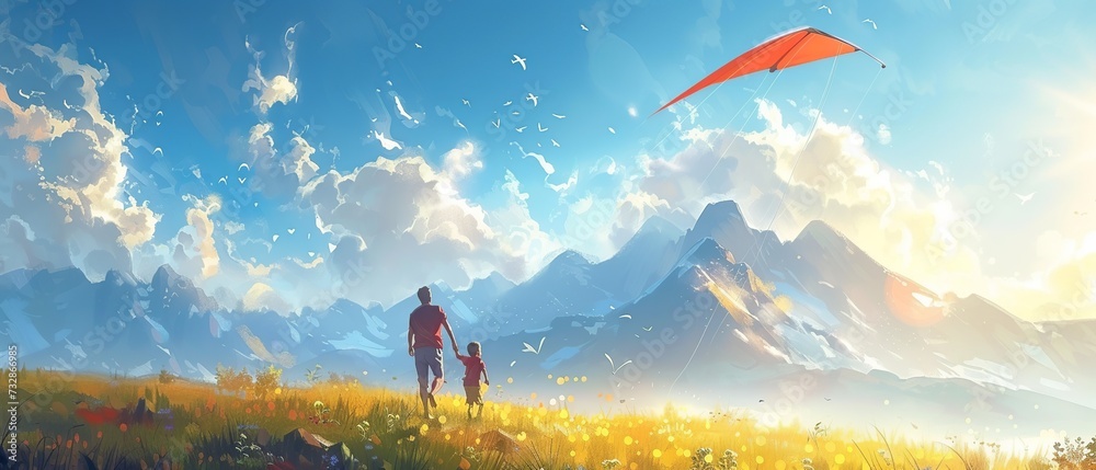 Family Fun: Kite Flying on a Meadow
Family Fun: Kite Flying on a Meadow