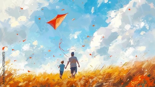 Family Fun: Kite Flying on a Meadow