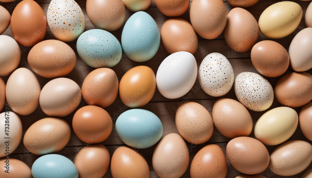 Easter eggs displayed on a rustic wood backdrop Easter eggs displayed on a rustic wood backdrop