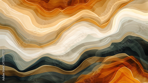 Abstract Painting With Wavy Lines and Colors
