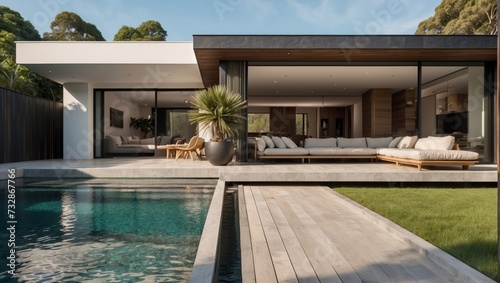 modern villa with pool,luxury,resort,outdoor © arie