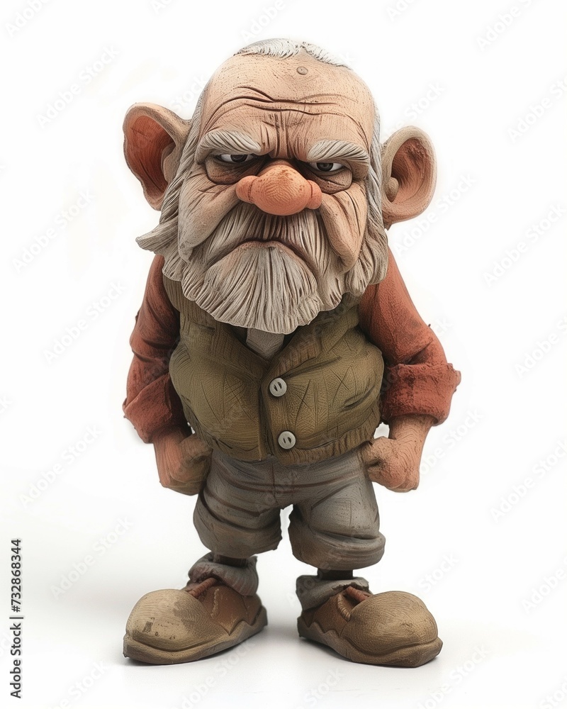Plasticine caricature of an old grumpy man - obrazy, fototapety, plakaty 
