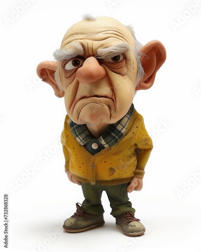 Plasticine caricature of an old grumpy man