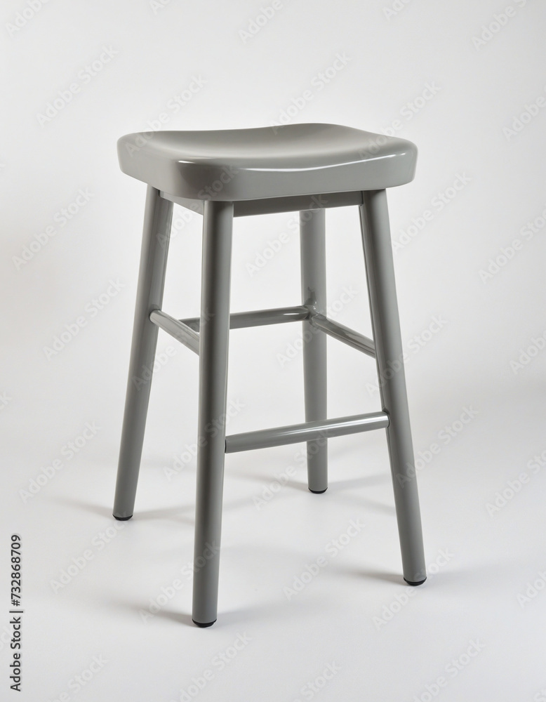 Grey square footstool with four legs, isolated on a white background Grey square footstool with four legs, isolated on a white background
