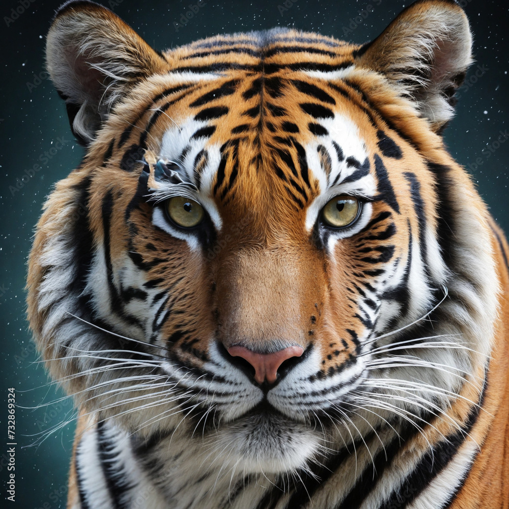 Distorted Tiger Portrait with Galaxies Distorted Tiger Portrait with Galaxies