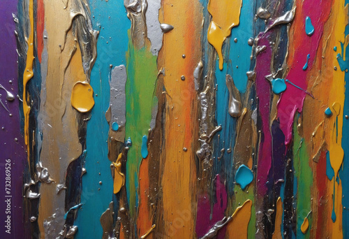 Vibrant Metallic Abstract Art: Close-Up Texture
