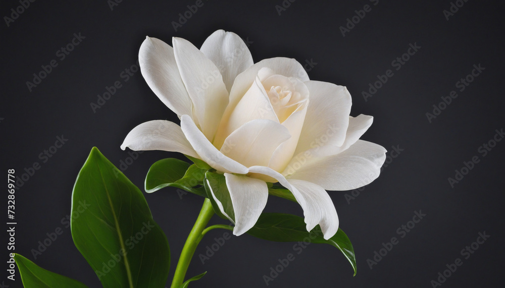 Fototapeta premium white flower against black backdrop
