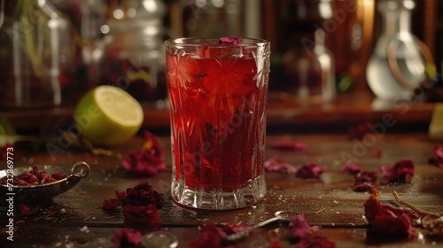 Mexican hibiscus tea in a glass