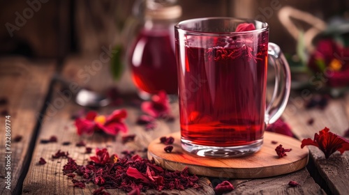 Mexican hibiscus tea in a glass photo