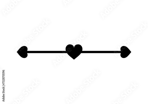 Simple decorative dividing line. Elegant text separator ornament for romantic card designs