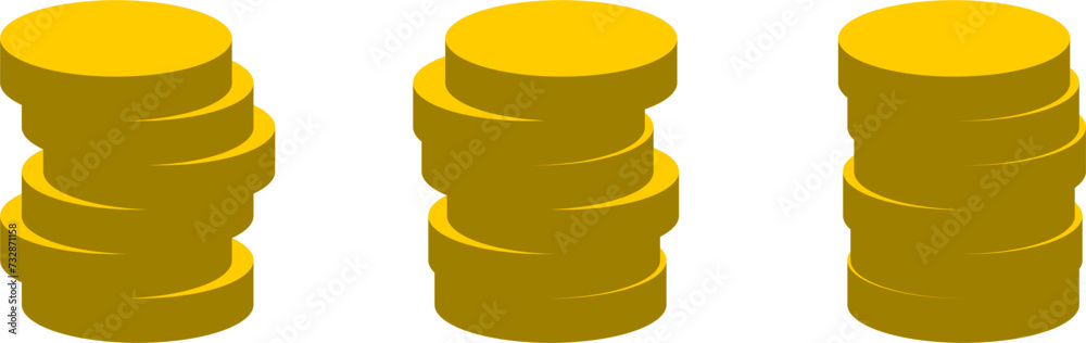Stack of Coins Icon or Cryptocurrency Token Icon Set. Vector Image. Stack of Coins Icon or Cryptocurrency Token Icon Set. Vector Image.