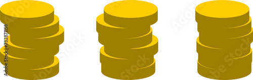 Stack of Coins Icon or Cryptocurrency Token Icon Set. Vector Image.