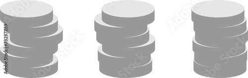 Stack of Coins Icon or Cryptocurrency Token Icon Set. Vector Image.