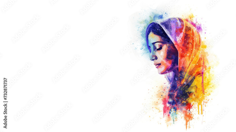 Virgin Mary in watercolor style