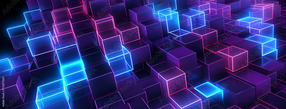 Violet Hues in Neon Cube Matrix Violet Hues in Neon Cube Matrix