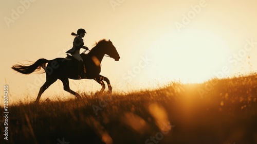 Dynamic Horseback Rider in Full Gallop