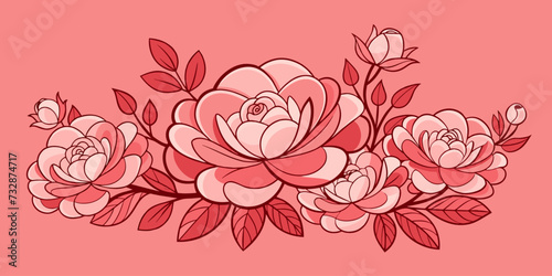 A detailed illustration of elegant roses and petals on a warm backdrop