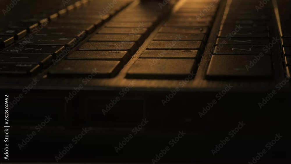 close-up of working on the keyboard, macro shooting pressing a key on the keyboard close-up of working on the keyboard, macro shooting pressing a key on the keyboard