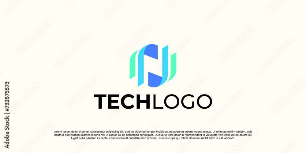creative letter n logo, technology company symbol