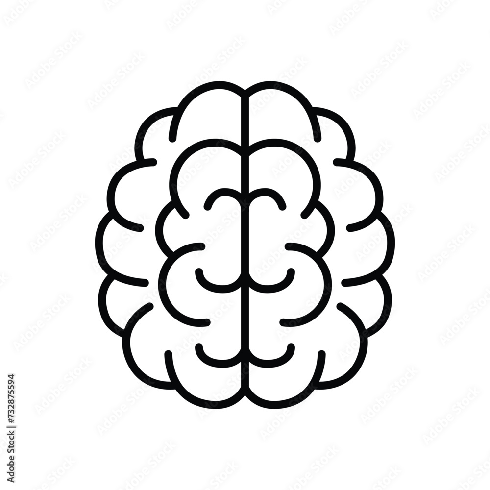 Human brain icon vector. A thin line sign. Isolated contour symbol illustration Human brain icon vector. A thin line sign. Isolated contour symbol illustration