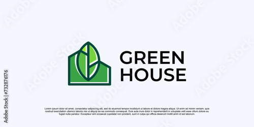 Green House logo Design vector, Nature House Logo
