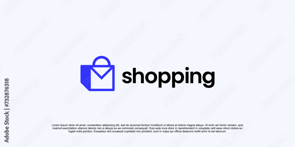 shopping bag logo with mail icon, online company logo