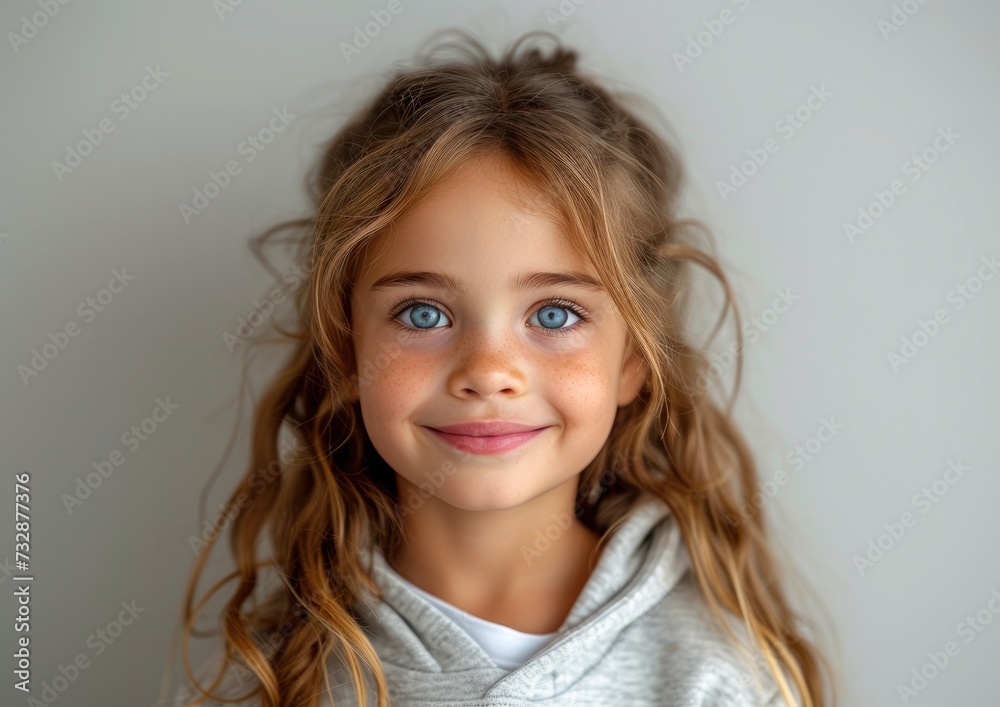 little caucasian girl with colorful sweatshirt in professional colorful photo studio background little caucasian girl with colorful sweatshirt in professional colorful photo studio background
