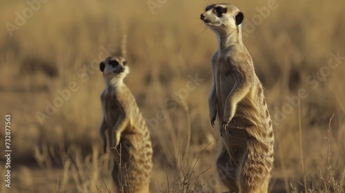 Inquisitive Meerkat Standing Tall Observing AI Generated.
