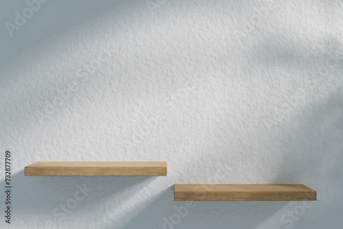 3D illustration empty shelf on a wall