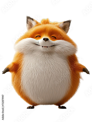 fat cute fluffy fox on white © Hungarian