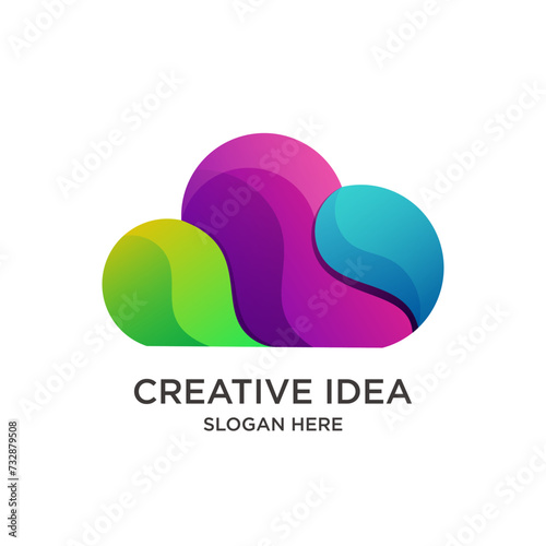 Cloud logo design gradient colorful simple modern
