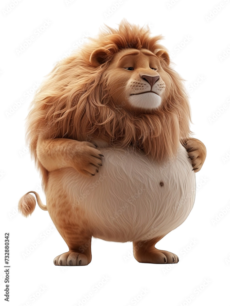 fat cute fluffy lion on white fat cute fluffy lion on white