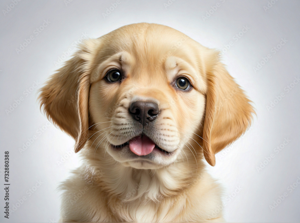 golden retriever puppy portrait on white background 