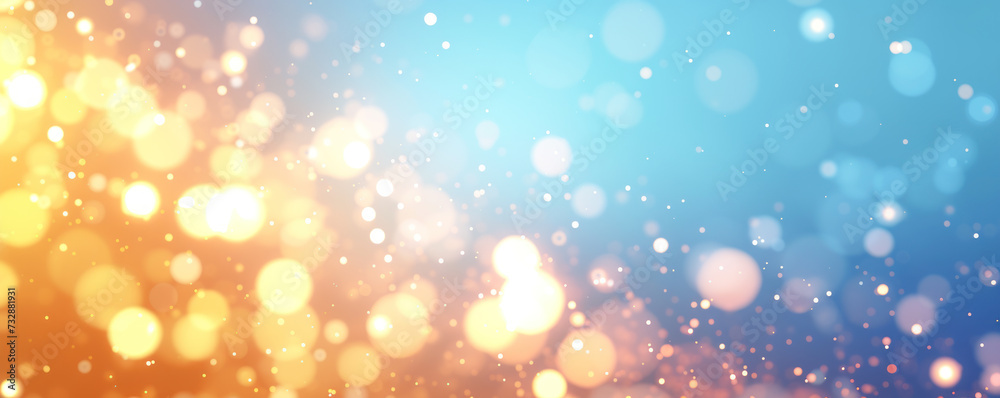 abstract bokeh lights background gradient golden yellow and blue