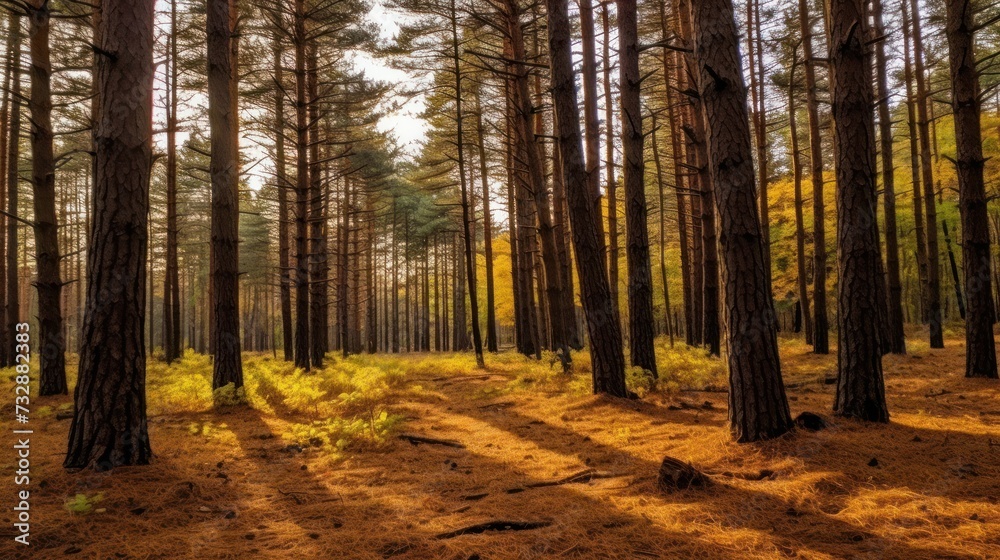 Fototapeta premium Pine forest with autumn colors