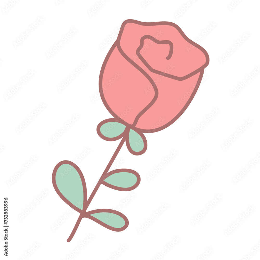 pink rose VALENTINE'S DAY ICON VECTOR ILLUSTRATION