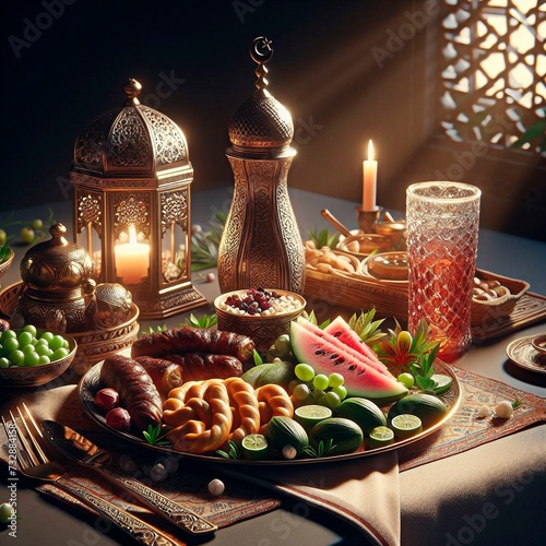 Ramadan fasting dinner, islamic meal 