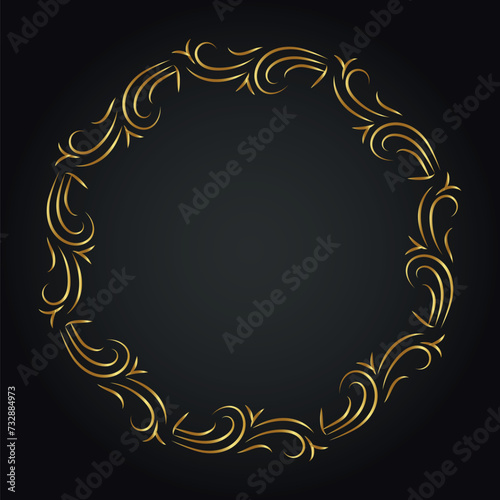 Luxury decorative round frame. Retro ornamental frame, vintage circle ornaments, ornate border. Decorative wedding frames, antique museum image borders. Isolated vector icon