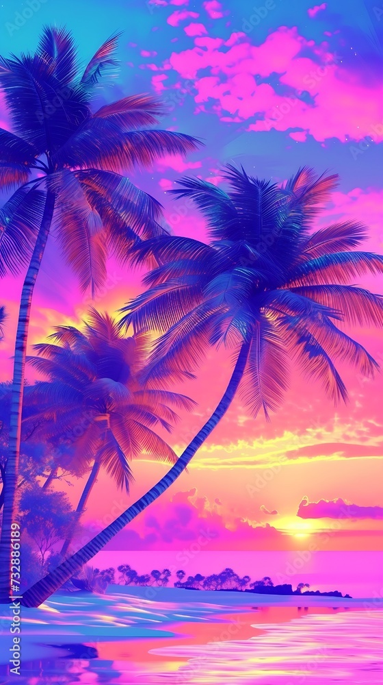 Obraz premium tropical sunset with trees