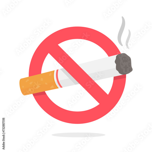 Cigarettes release toxic fumes that damage the lungs. Sign prohibiting smoking in public places.