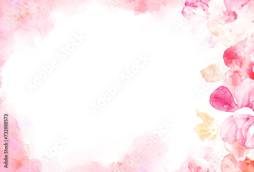 背景素材_水彩の花_ピンク